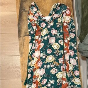 DR2 Floral Long Sleeve Dress - Green and Orange